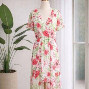 BAR lll WOMEN'S DRESS  elastic waist ruffled chiffon fluter sleeve  size M